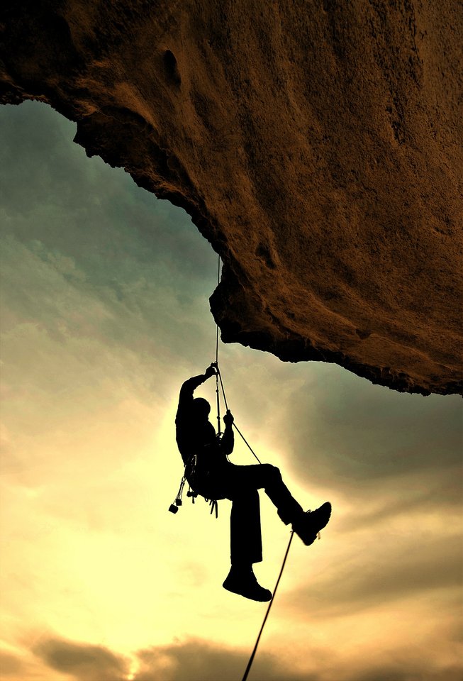 Climbing at sunset